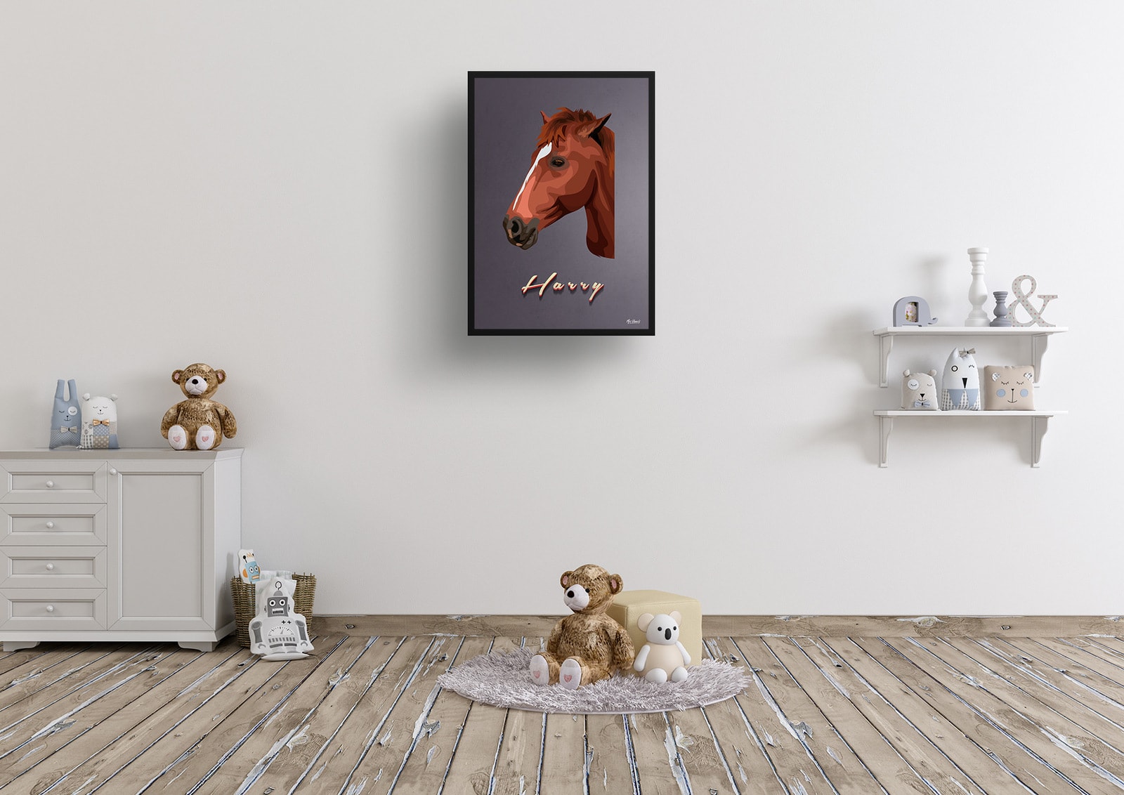 Night Script Custom Mid Century Retro Horse Portrait - Framed & Un-framed Pet illustration print from photo 8 Night Script Custom Mid Century Retro Horse Portrait - Framed & Un-framed Pet illustration print from photo - Image 6