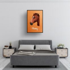Sand And Stone Custom Mid Century Retro Horse Portrait - Framed & Un-framed Pet illustration print from photo 12 retro pet portraits horse sand and stone print bedroom