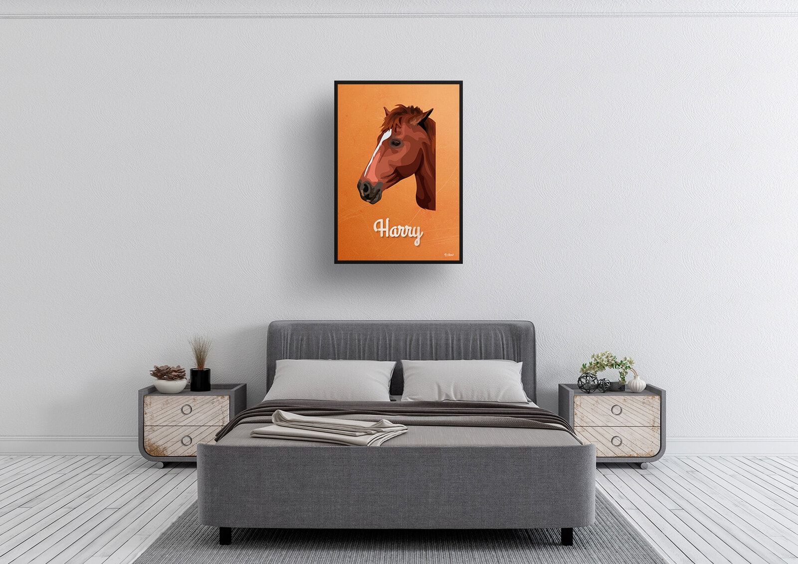 Sand And Stone Custom Mid Century Retro Horse Portrait - Framed & Un-framed Pet illustration print from photo 4 Sand And Stone Custom Mid Century Retro Horse Portrait - Framed & Un-framed Pet illustration print from photo - Image 2