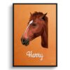 Sand And Stone Custom Mid Century Retro Horse Portrait - Framed & Un-framed Pet illustration print from photo 1 retro pet portraits horse sand and stone print front view white