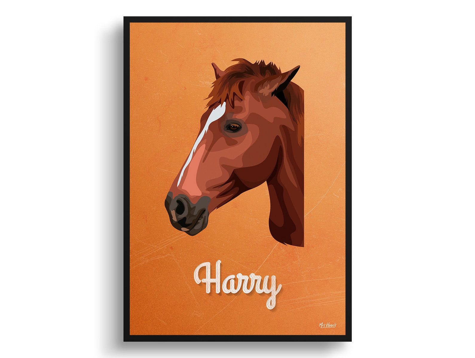 Sand And Stone Custom Mid Century Retro Horse Portrait - Framed & Un-framed Pet illustration print from photo 3 Sand And Stone Custom Mid Century Retro Horse Portrait - Framed & Un-framed Pet illustration print from photo