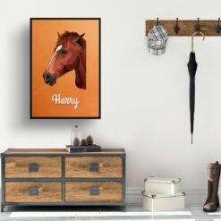 Sand And Stone Custom Mid Century Retro Horse Portrait - Framed & Un-framed Pet illustration print from photo 14 retro pet portraits horse sand and stone print hall