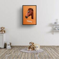 Sand And Stone Custom Mid Century Retro Horse Portrait - Framed & Un-framed Pet illustration print from photo 15 retro pet portraits horse sand and stone print kids room
