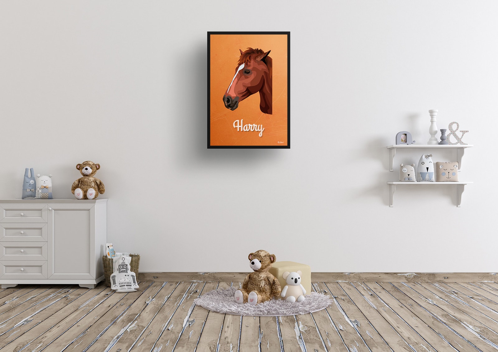 Sand And Stone Custom Mid Century Retro Horse Portrait - Framed & Un-framed Pet illustration print from photo 7 Sand And Stone Custom Mid Century Retro Horse Portrait - Framed & Un-framed Pet illustration print from photo - Image 5