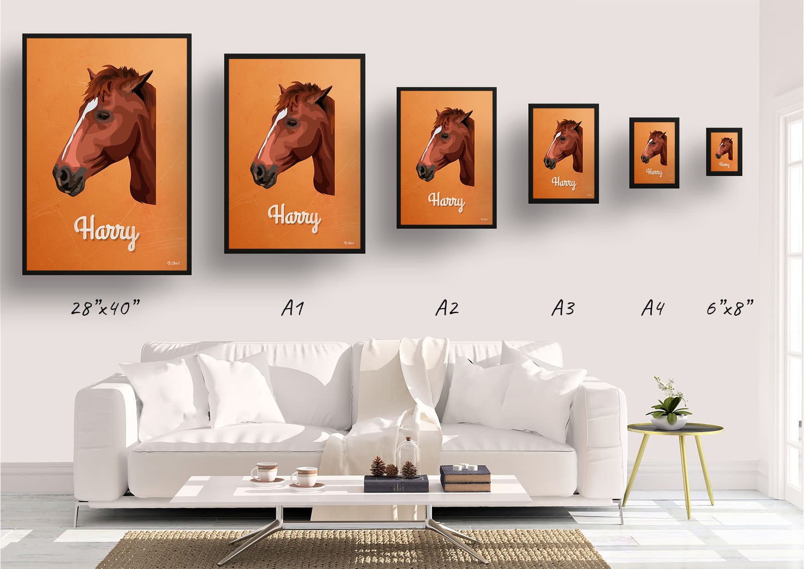 Sand And Stone Custom Mid Century Retro Horse Portrait - Framed & Un-framed Pet illustration print from photo 10 Sand And Stone Custom Mid Century Retro Horse Portrait - Framed & Un-framed Pet illustration print from photo - Image 8