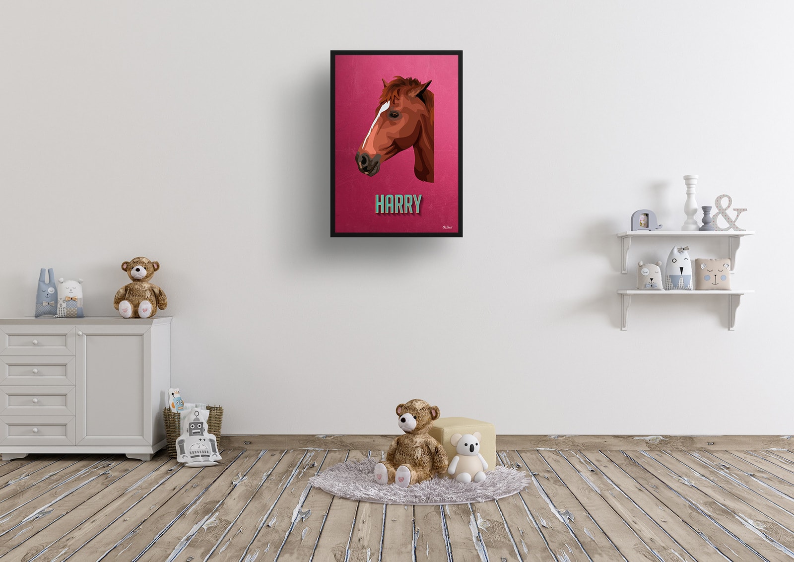 Vintage Teal Custom Mid Century Retro Horse Portrait - Framed & Un-framed Pet illustration print from photo 7 Vintage Teal Custom Mid Century Retro Horse Portrait - Framed & Un-framed Pet illustration print from photo - Image 6