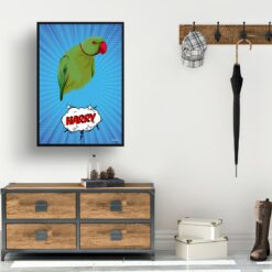 Blue blast Custom Pop Art Style Bird Portrait - Framed & Un-framed Pet illustration print from photo 14 retro pop art pet portrait bird blue blast print hall