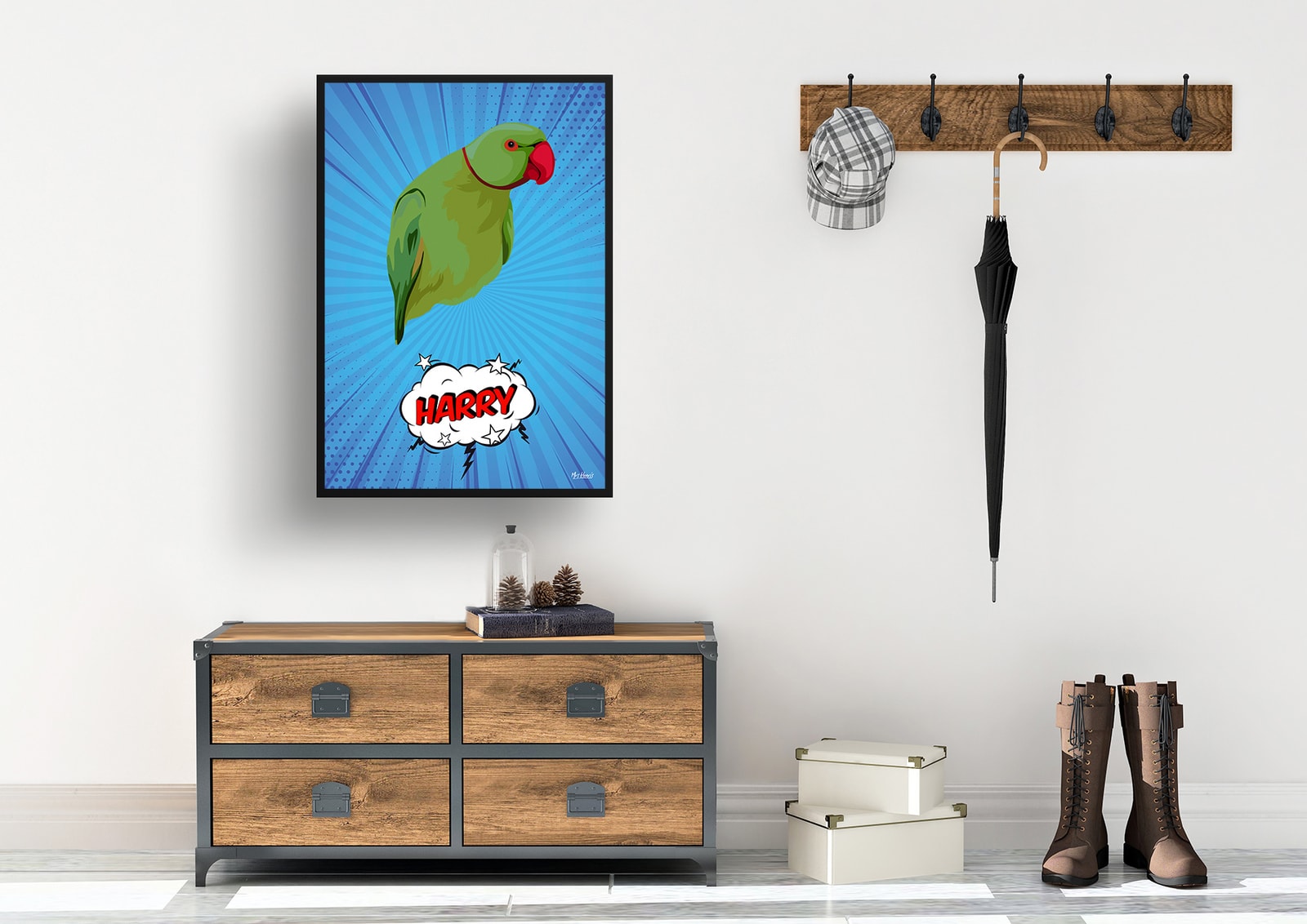 Blue blast Custom Pop Art Style Bird Portrait - Framed & Un-framed Pet illustration print from photo 6 Blue blast Custom Pop Art Style Bird Portrait - Framed & Un-framed Pet illustration print from photo - Image 5