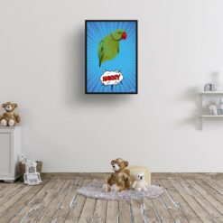 Blue blast Custom Pop Art Style Bird Portrait - Framed & Un-framed Pet illustration print from photo 15 retro pop art pet portrait bird blue blast print kids room
