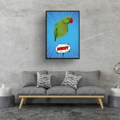Blue blast Custom Pop Art Style Bird Portrait - Framed & Un-framed Pet illustration print from photo 16 retro pop art pet portrait bird blue blast print living room