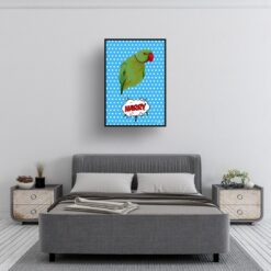 Blue dots Custom Pop Art Style Bird Portrait - Framed & Un-framed Pet illustration print from photo 13 retro pop art pet portrait bird blue dots print bedroom