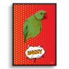 Dash Custom Pop Art Style Bird Portrait - Framed & Un-framed Pet illustration print from photo 1 retro pop art pet portrait bird dash print front view white