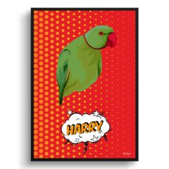 Dash Custom Pop Art Style Bird Portrait -  Framed & Un-framed Pet illustration print from photo