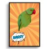 Orange blast Custom Pop Art Style Bird Portrait - Framed & Un-framed Pet illustration print from photo 1 retro pop art pet portrait bird orange blast print front view white