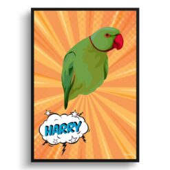 Orange blast Custom Pop Art Style Bird Portrait -  Framed & Un-framed Pet illustration print from photo