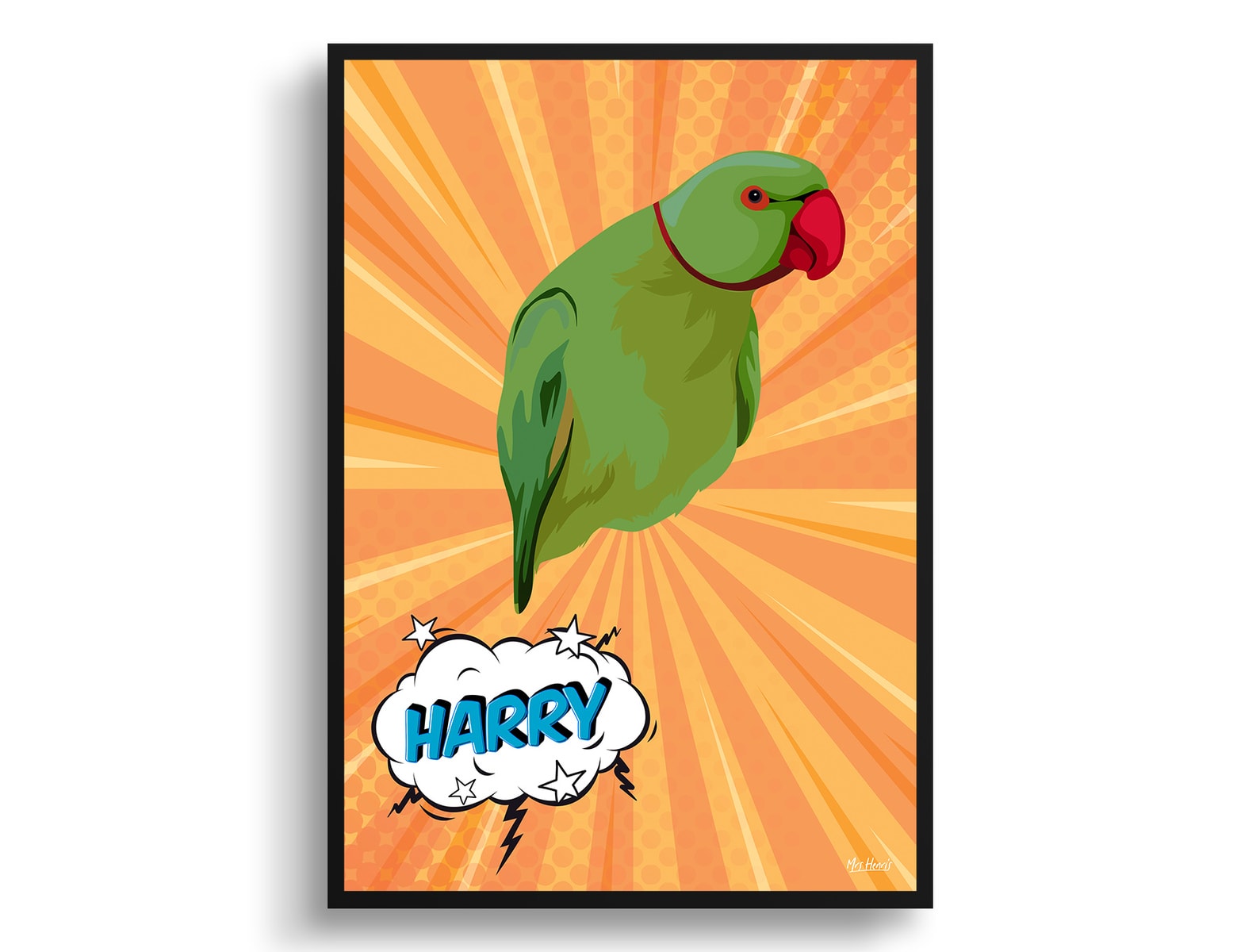 Orange blast Custom Pop Art Style Bird Portrait - Framed & Un-framed Pet illustration print from photo 3 Orange blast Custom Pop Art Style Bird Portrait - Framed & Un-framed Pet illustration print from photo