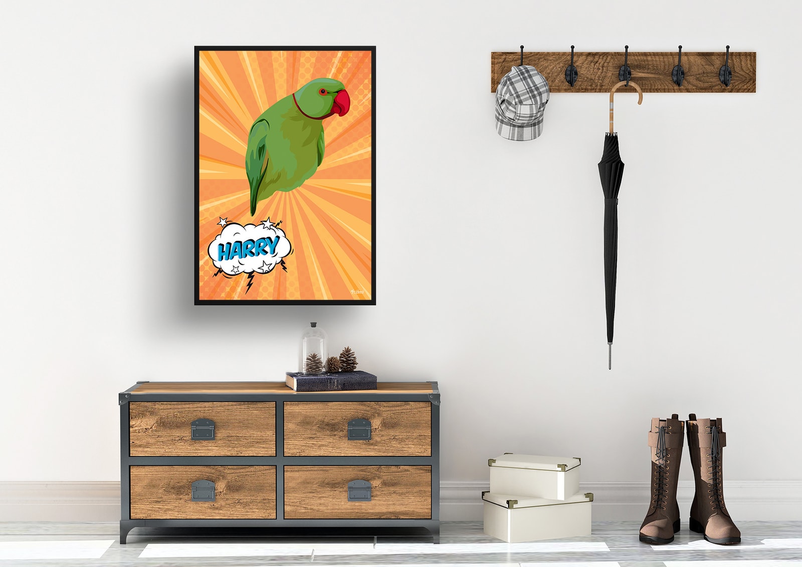 Orange blast Custom Pop Art Style Bird Portrait - Framed & Un-framed Pet illustration print from photo 7 Orange blast Custom Pop Art Style Bird Portrait - Framed & Un-framed Pet illustration print from photo - Image 5