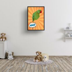 Orange blast Custom Pop Art Style Bird Portrait - Framed & Un-framed Pet illustration print from photo 16 retro pop art pet portrait bird orange blast print kids room