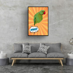 Orange blast Custom Pop Art Style Bird Portrait - Framed & Un-framed Pet illustration print from photo 17 retro pop art pet portrait bird orange blast print living room