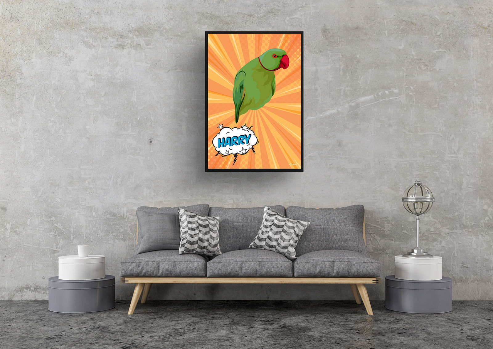 Orange blast Custom Pop Art Style Bird Portrait - Framed & Un-framed Pet illustration print from photo 9 Orange blast Custom Pop Art Style Bird Portrait - Framed & Un-framed Pet illustration print from photo - Image 7