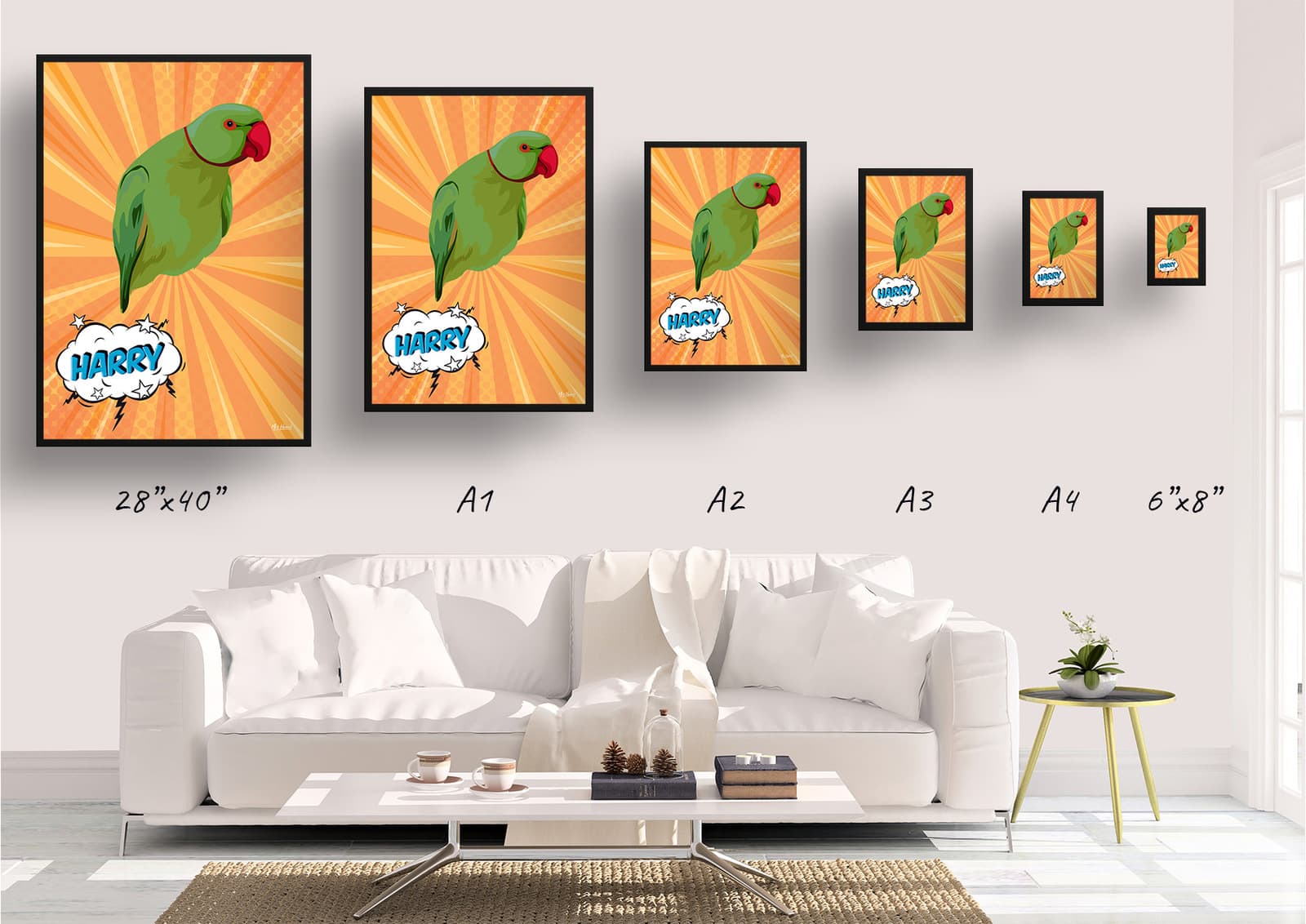 Orange blast Custom Pop Art Style Bird Portrait - Framed & Un-framed Pet illustration print from photo 11 Orange blast Custom Pop Art Style Bird Portrait - Framed & Un-framed Pet illustration print from photo - Image 9