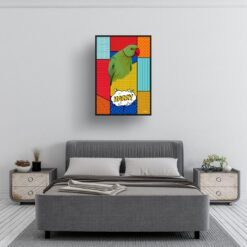 retro pop art pet portrait bird patchwork print bedroom