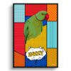 Patchwork Custom Pop Art Style Bird Portrait - Framed & Un-framed Pet illustration print from photo 1 retro pop art pet portrait bird patchwork print front view white
