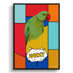 Patchwork Custom Pop Art Style Bird Portrait -  Framed & Un-framed Pet illustration print from photo