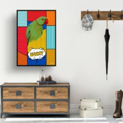 retro pop art pet portrait bird patchwork print hall