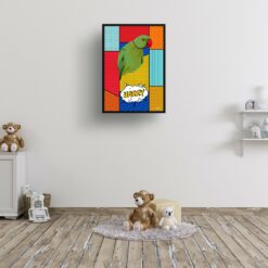retro pop art pet portrait bird patchwork print kids room