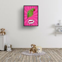 retro pop art pet portrait bird pink splash print kids room
