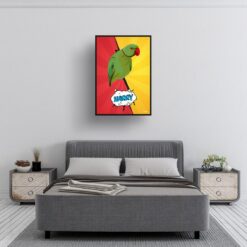 Red yellow split Custom Pop Art Style Bird Portrait - Framed & Un-framed Pet illustration print from photo 13 retro pop art pet portrait bird red yellow split print bedroom
