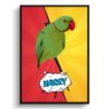 Red yellow split Custom Pop Art Style Bird Portrait - Framed & Un-framed Pet illustration print from photo 2 retro pop art pet portrait bird red yellow split print front view white