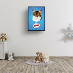 retro pop art pet portrait cat blue blast print kids room