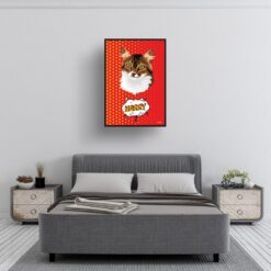 Dash Custom Pop Art Style Cat Portrait - Framed & Un-framed Pet illustration print from photo 13 retro pop art pet portrait cat dash print bedroom