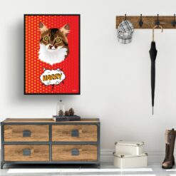 Dash Custom Pop Art Style Cat Portrait - Framed & Un-framed Pet illustration print from photo 15 retro pop art pet portrait cat dash print hall