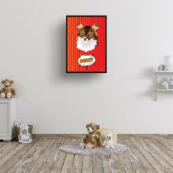 Dash Custom Pop Art Style Cat Portrait - Framed & Un-framed Pet illustration print from photo 16 retro pop art pet portrait cat dash print kids room