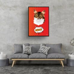 Dash Custom Pop Art Style Cat Portrait - Framed & Un-framed Pet illustration print from photo 17 retro pop art pet portrait cat dash print living room