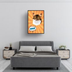 Orange blast Custom Pop Art Style Cat Portrait - Framed & Un-framed Pet illustration print from photo 13 retro pop art pet portrait cat orange blast print bedroom