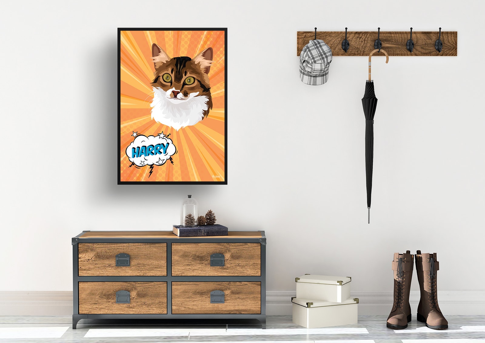 Orange blast Custom Pop Art Style Cat Portrait - Framed & Un-framed Pet illustration print from photo 7 Orange blast Custom Pop Art Style Cat Portrait - Framed & Un-framed Pet illustration print from photo - Image 5