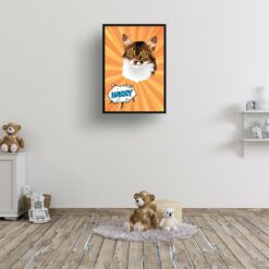 Orange blast Custom Pop Art Style Cat Portrait - Framed & Un-framed Pet illustration print from photo 16 retro pop art pet portrait cat orange blast print kids room