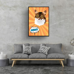 Orange blast Custom Pop Art Style Cat Portrait - Framed & Un-framed Pet illustration print from photo 17 retro pop art pet portrait cat orange blast print living room