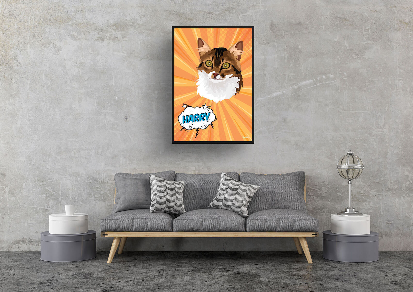Orange blast Custom Pop Art Style Cat Portrait - Framed & Un-framed Pet illustration print from photo 9 Orange blast Custom Pop Art Style Cat Portrait - Framed & Un-framed Pet illustration print from photo - Image 7