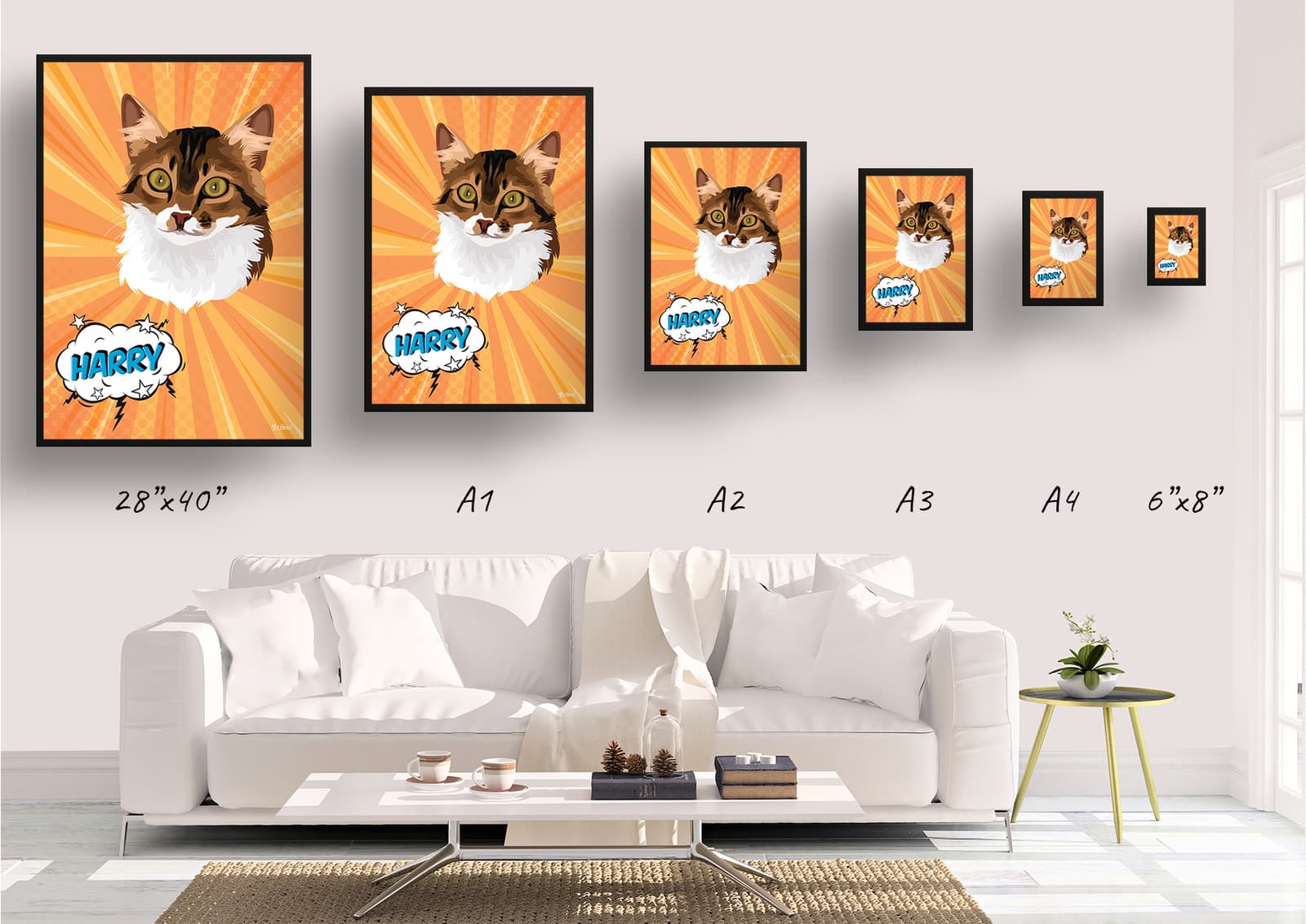 Orange blast Custom Pop Art Style Cat Portrait - Framed & Un-framed Pet illustration print from photo 11 Orange blast Custom Pop Art Style Cat Portrait - Framed & Un-framed Pet illustration print from photo - Image 9