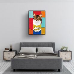 Patchwork Custom Pop Art Style Cat Portrait - Framed & Un-framed Pet illustration print from photo 13 retro pop art pet portrait cat patchwork print bedroom