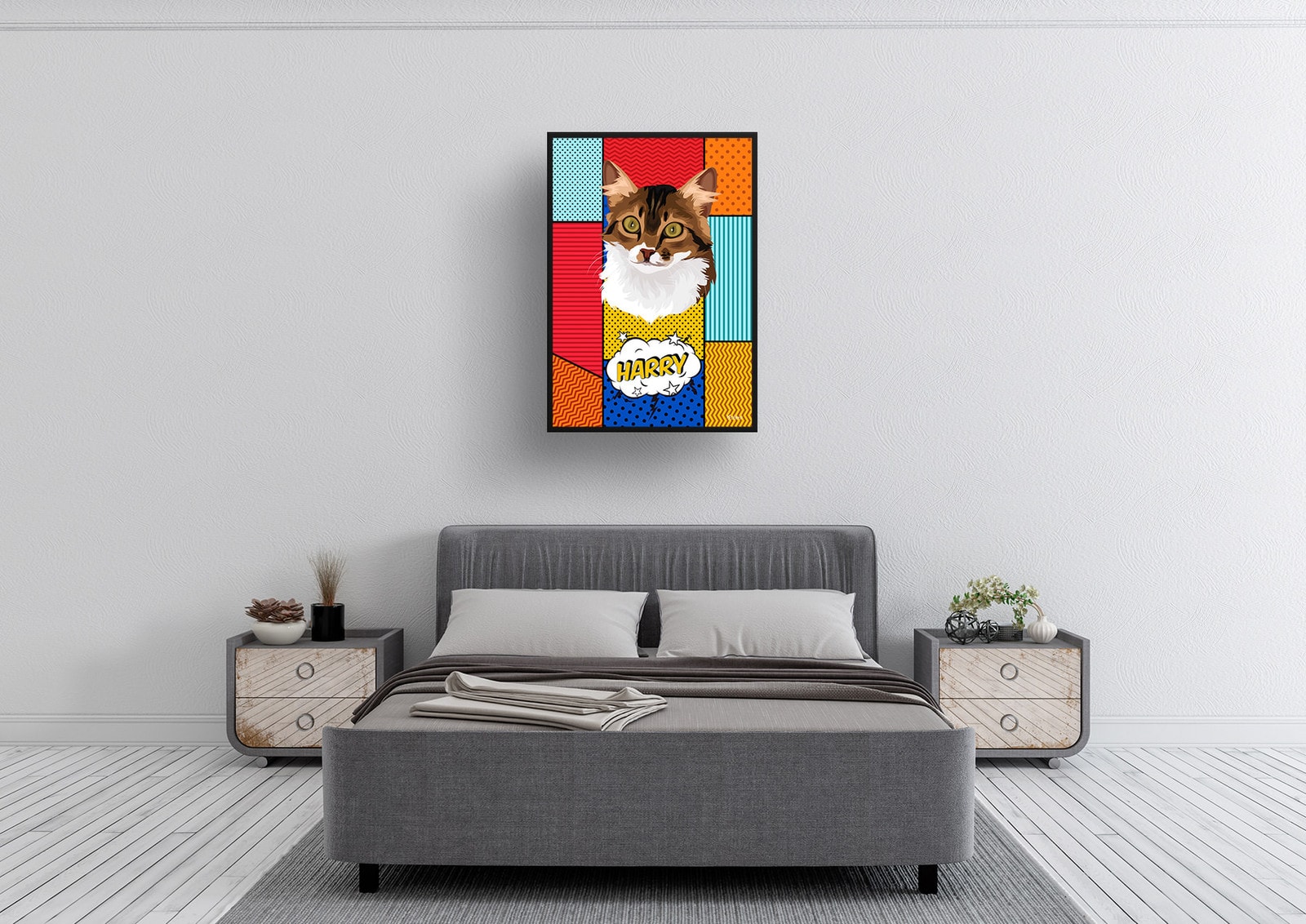 Patchwork Custom Pop Art Style Cat Portrait - Framed & Un-framed Pet illustration print from photo 5 Patchwork Custom Pop Art Style Cat Portrait - Framed & Un-framed Pet illustration print from photo - Image 3
