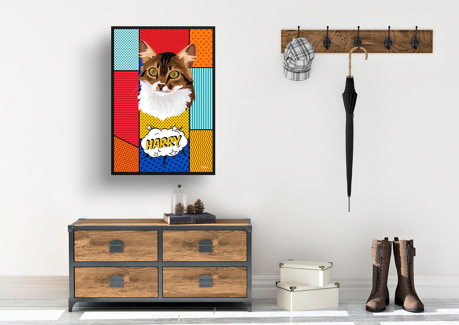 Patchwork Custom Pop Art Style Cat Portrait - Framed & Un-framed Pet illustration print from photo 7 Patchwork Custom Pop Art Style Cat Portrait - Framed & Un-framed Pet illustration print from photo - Image 5