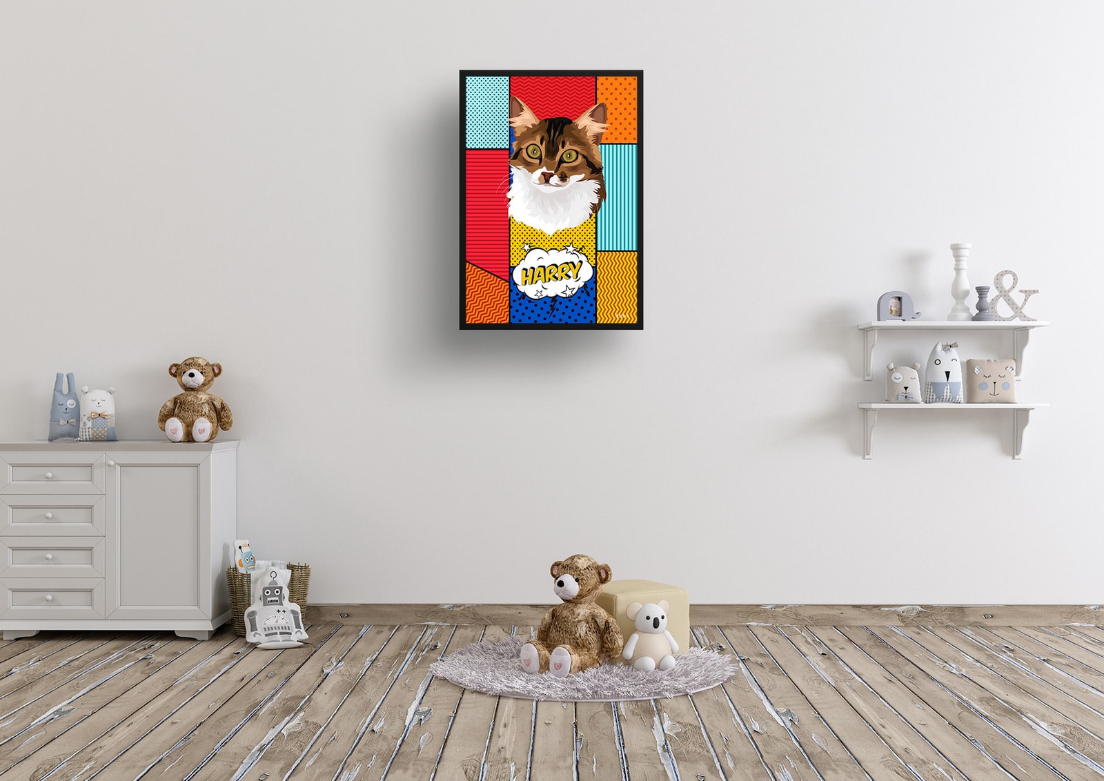 Patchwork Custom Pop Art Style Cat Portrait - Framed & Un-framed Pet illustration print from photo 8 Patchwork Custom Pop Art Style Cat Portrait - Framed & Un-framed Pet illustration print from photo - Image 6