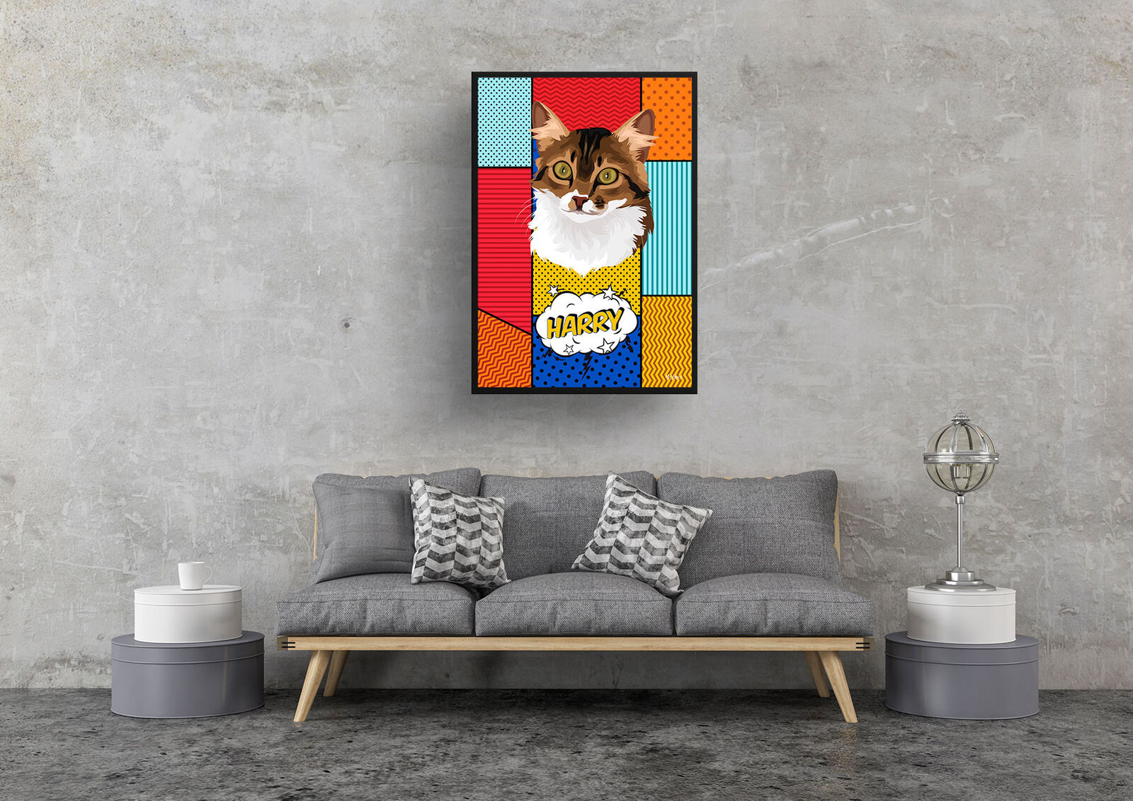 Patchwork Custom Pop Art Style Cat Portrait - Framed & Un-framed Pet illustration print from photo 9 Patchwork Custom Pop Art Style Cat Portrait - Framed & Un-framed Pet illustration print from photo - Image 7