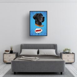 retro pop art pet portrait dog blue blast print bedroom